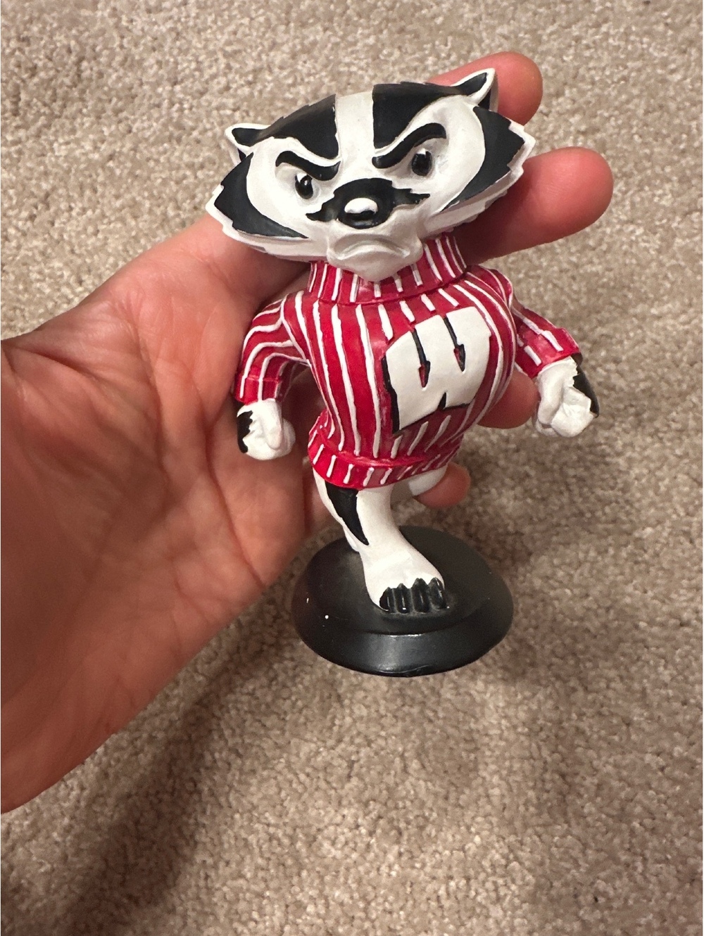 (4)Vintage Bucky Badger Bobblehead Figurine Red Sweater Mascot